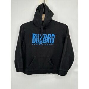 BLIZZARD US Men Black Zip‎ up Hoodie Black Blue Letter Good Cons Hoodie 2XL
